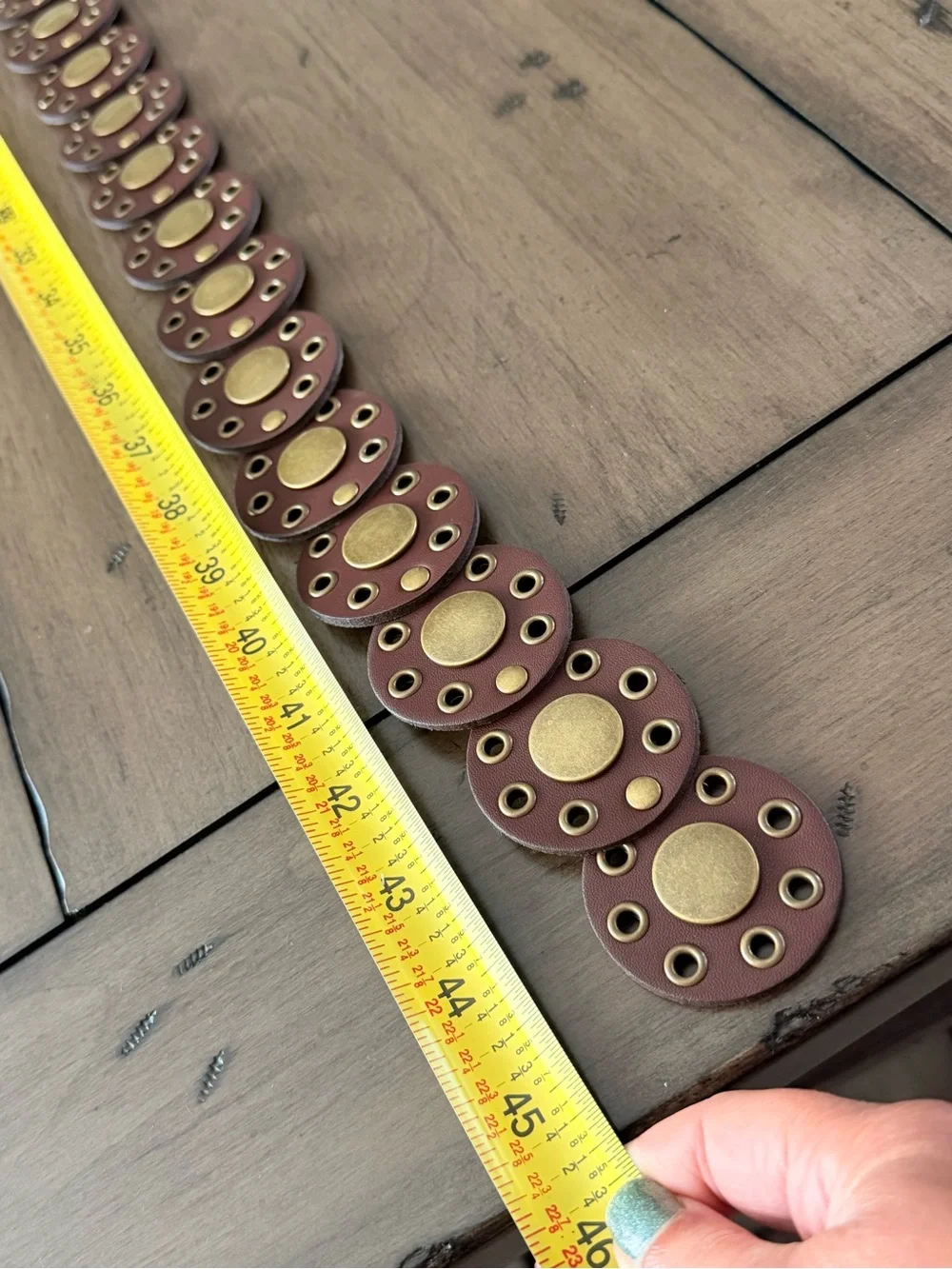 J Crew Western round belt in Smoked Walnut colored leather Size M/L #390 - Picture 4 of 9